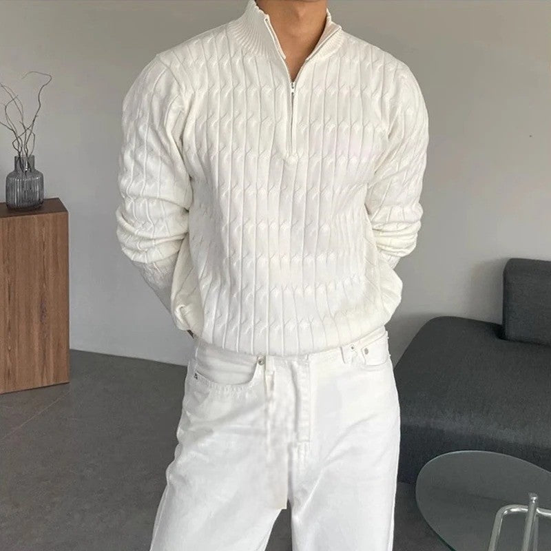 WEISSER ZIP-PULLOVER