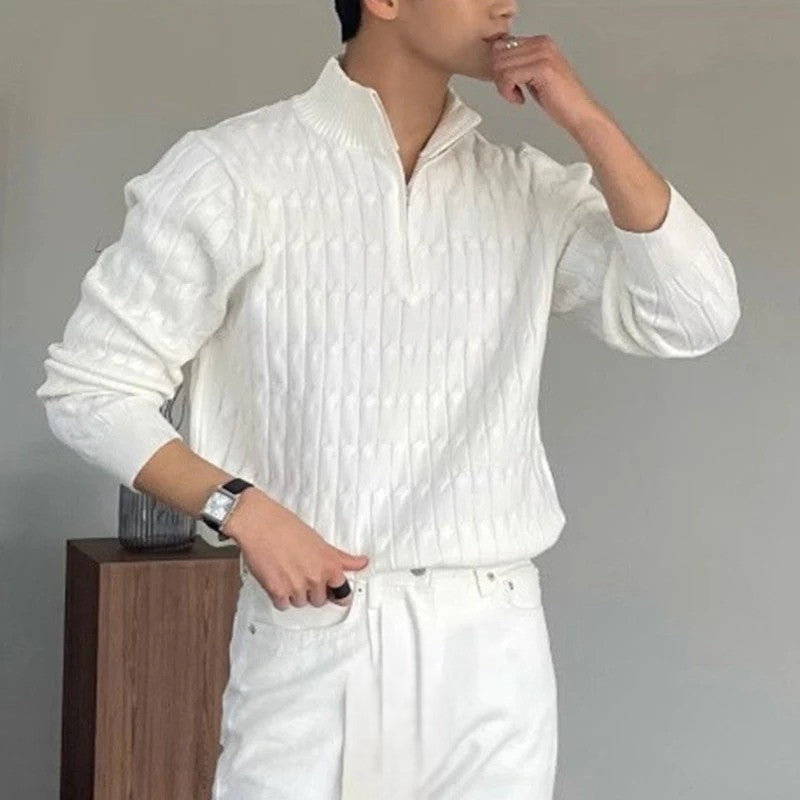 WEISSER ZIP-PULLOVER